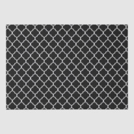 Papel De Seda Padrão geométrico de quatro folhas preto e branco