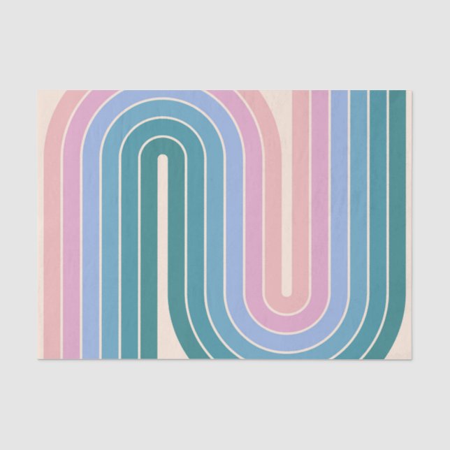 Papel De Seda Padrão Geométrico de Stripes com Estilo Retroativo (Frente )