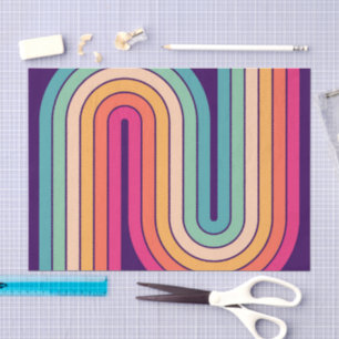 Papel De Seda Padrão Geométrico de Stripes com Estilo Retroativo