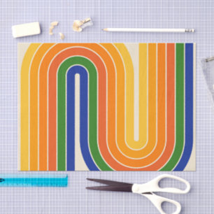 Papel De Seda Padrão Geométrico de Stripes com Estilo Retroativo