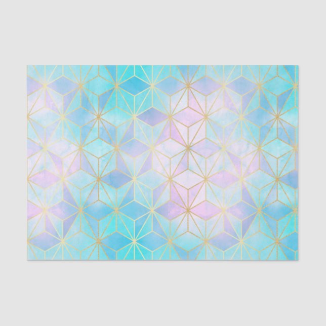 Papel De Seda Padrão Geométrico de Vidro Iridescente (Frente )