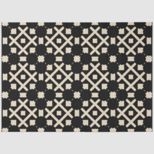 Papel De Seda Padrão Geométrico Decorativo de Preto e Beige