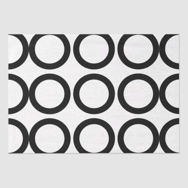 Papel De Seda Padrão Geométrico do Círculo Negro e Branco (Frente )