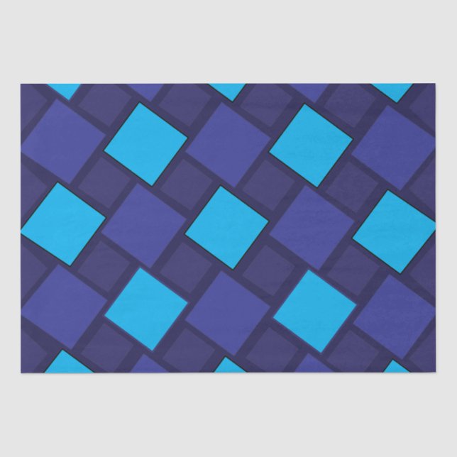 Papel De Seda Padrão Geométrico do Diamante Azul (Frente )