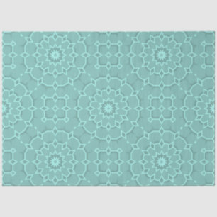 Papel De Seda Padrão Geométrico do Mosaico do Teal Clássico Eleg