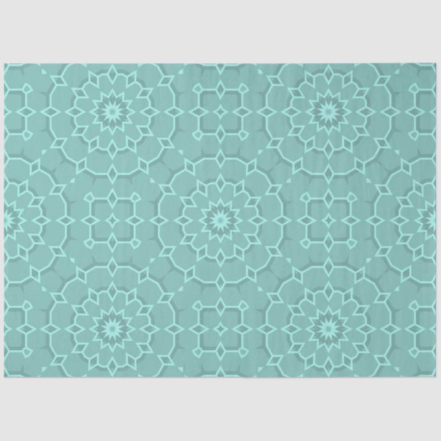 Papel De Seda Padrão Geométrico do Mosaico do Teal Clássico Eleg (Frente )