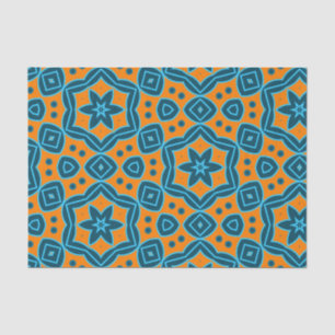 Papel De Seda Padrão Geométrico do Na moda Boho Amarelo e Azul