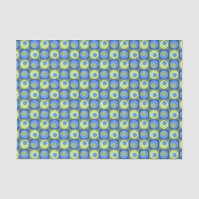 Papel De Seda Padrão Geométrico do Ponto Verde Azul Periwinkle (Frente )