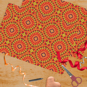 Papel De Seda Padrão Geométrico do Red & Orange Oriental Boho
