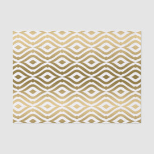 Papel De Seda Padrão Geométrico Dourado em Fundo Branco