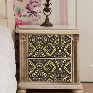 Papel De Seda Padrão Geométrico Dourado Luxurioso e Mosaico Negr