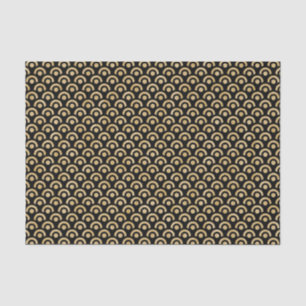 Papel De Seda Padrão Geométrico Dourado Preto Moderno Chic