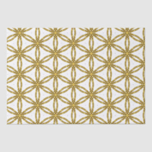 Papel De Seda Padrão Geométrico Elegante Dourado e Branco