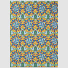 Papel De Seda Padrão geométrico fractal azul e amarelo