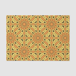 Papel De Seda Padrão Geométrico Laranja Oriental e Amarelo