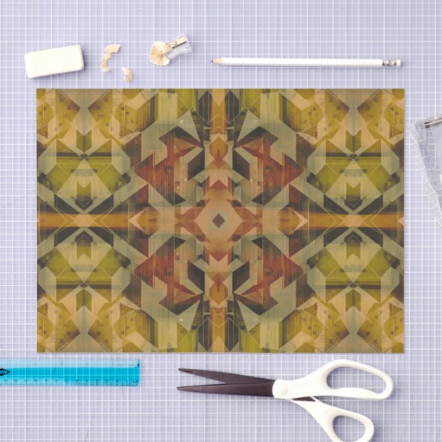 Papel De Seda Padrão geométrico marrom abstrato (Arte )