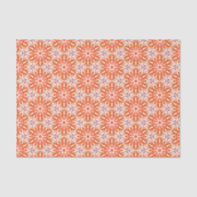 Papel De Seda Padrão Geométrico Moderno Elegante Laranja e Rosa (Frente )