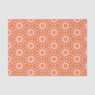 Papel De Seda Padrão Geométrico Moderno Elegante Laranja e Rosa