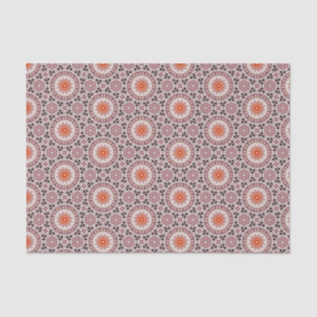 Papel De Seda Padrão Geométrico Moderno Elegante Laranja e Rosa (Frente )