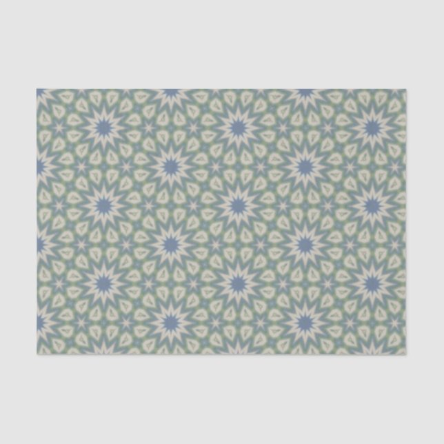 Papel De Seda Padrão Geométrico Moderno Elegante Verde e Azul (Frente )
