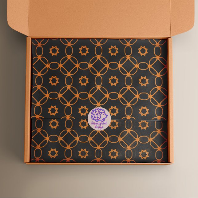 Papel De Seda Padrão Geométrico Moderno, Preto-Na moda, Laranja (Criador carregado)