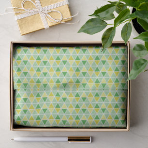 Papel De Seda Padrão Geométrico Moderno Triângulo Amarelo Verde