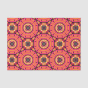 Papel De Seda Padrão Geométrico Mosaico Rosa e Laranja Funky