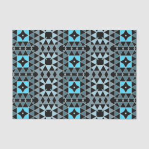 Papel De Seda Padrão Geométrico Mosaico Tendência Azul e Preto