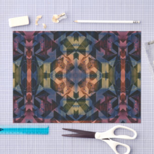Papel De Seda Padrão geométrico multicolorido com flor marrom