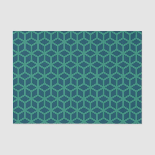 Papel De Seda Padrão Geométrico na moda Dark Teal (Frente )