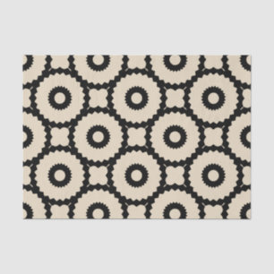 Papel De Seda Padrão Geométrico Ornamental Black & Beige