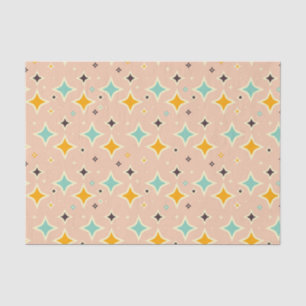 Papel De Seda Padrão geométrico retrô com azul-turquesa, laranja
