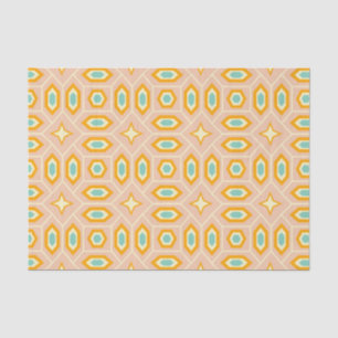 Papel De Seda Padrão geométrico retrô com hexágonos e estrelas