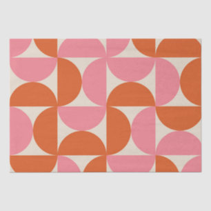 Papel De Seda Padrão geométrico rosa laranja de meados do século