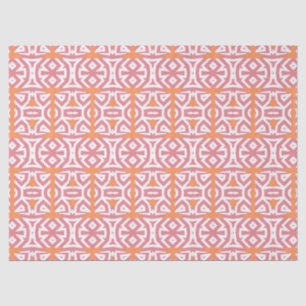 Papel De Seda Padrão Geométrico Tribal Orange Pink