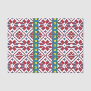 Papel De Seda Padrão geométrico tribal vermelho, azul e estrel