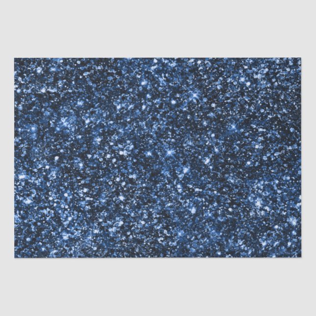 Papel De Seda Padrão Glam Glitter Brilho Azul Real Elegante (Frente )