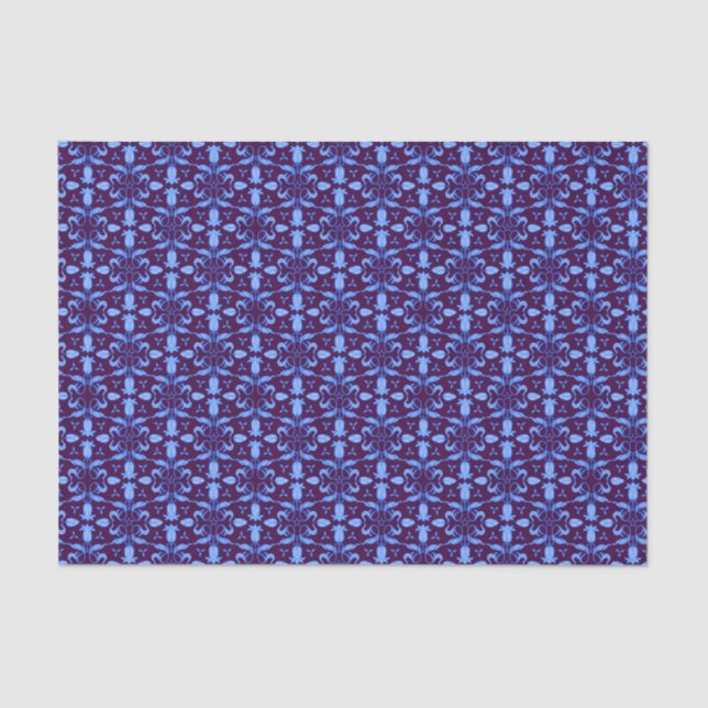 Papel De Seda Padrão gráfico de tulipa azul (Frente )