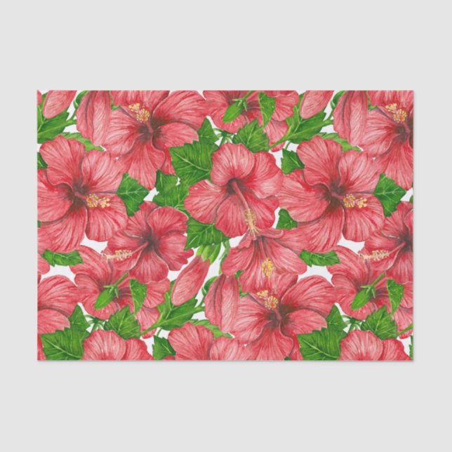 Papel De Seda Padrão hibiscus vermelho II (Frente )