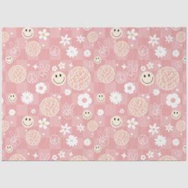 Papel De Seda Padrão Hippie Retro Cor-de-Rosa Verificado
