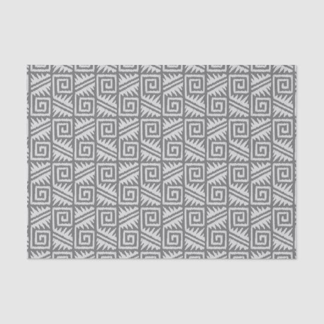 Papel De Seda Padrão Ikat Aztec - Sombras de Cinza / Cinza (Frente )