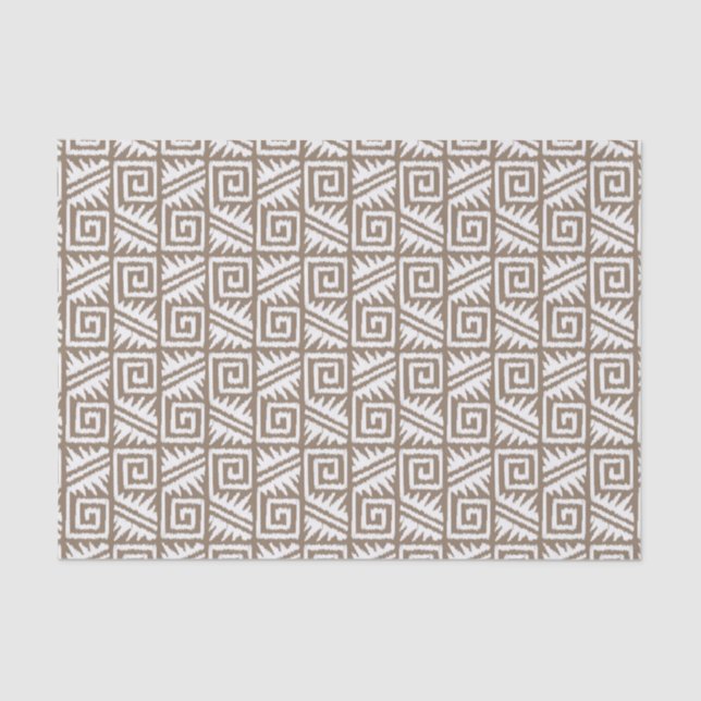 Papel De Seda Padrão Ikat Aztec - Taupe Tan e Cream (Frente )