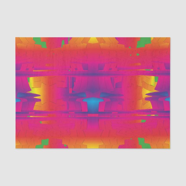 Papel De Seda Padrão Indiano de Cores Vibrantes e Festivas (Frente )