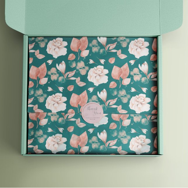 Papel De Seda Padrão Inverso Cor de Água Elegante Rosa (Criador carregado)