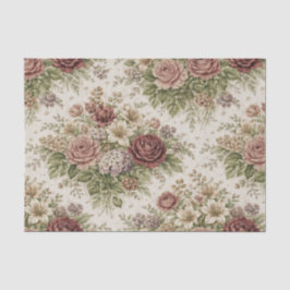 Papel De Seda Padrão Jardim de Rosa Bege Antiga