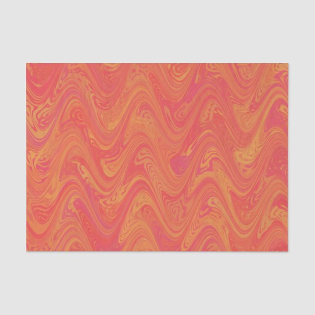 Papel De Seda Padrão Laranja Rosa Vermelho de Mármore (Frente )