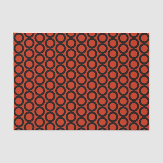 Papel De Seda Padrão Laranja Vermelho Preto (Frente )