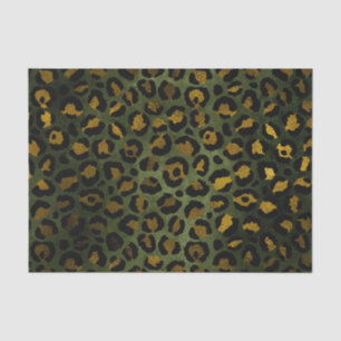 Papel De Seda Padrão-Leopardo Amarelo Verde-Selva