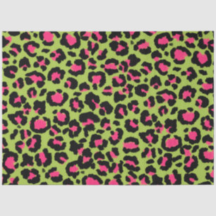 Papel De Seda Padrão-leopardo em framboesa no Verde limão