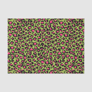 Papel De Seda Padrão-leopardo em framboesa no Verde limão